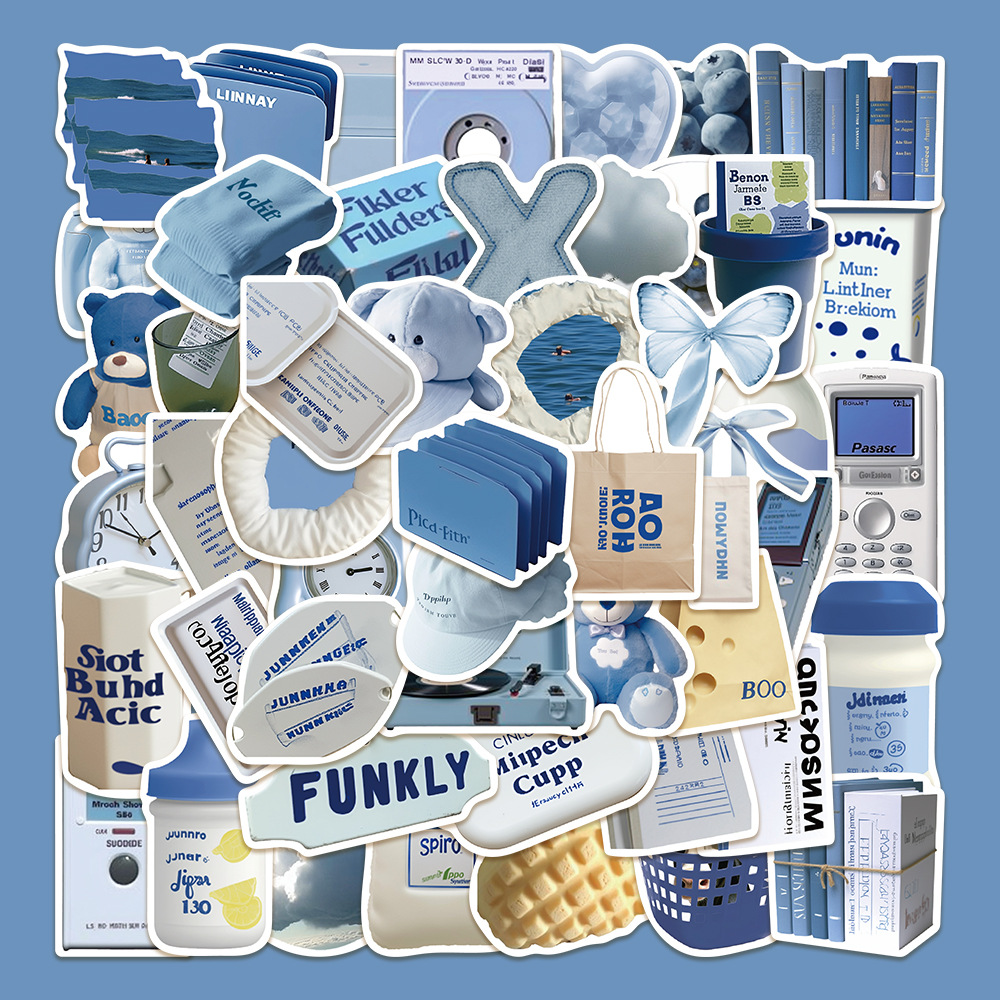 1 Blue minimalist sticker set for planners, phone cases, and DIY decoration. - Image 1