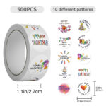 Happy Birthday sticker roll, desktop decoration, waterproof sticker, sealing sticker. - Image 2