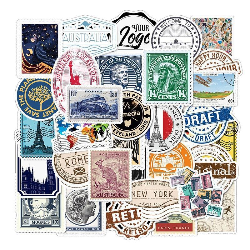 2 Vintage suitcase guitar waterproof graffiti stickers - Image 1