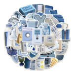 Blue minimalist sticker set for planners, phone cases, and DIY decoration. - Image 5